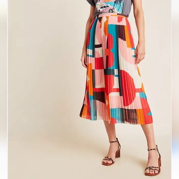 Anthropologie Dresses & Skirts - Maeve Aurelia by anthropologie A-Line Midi Skirt/pleated/colorful/size 6/bold/